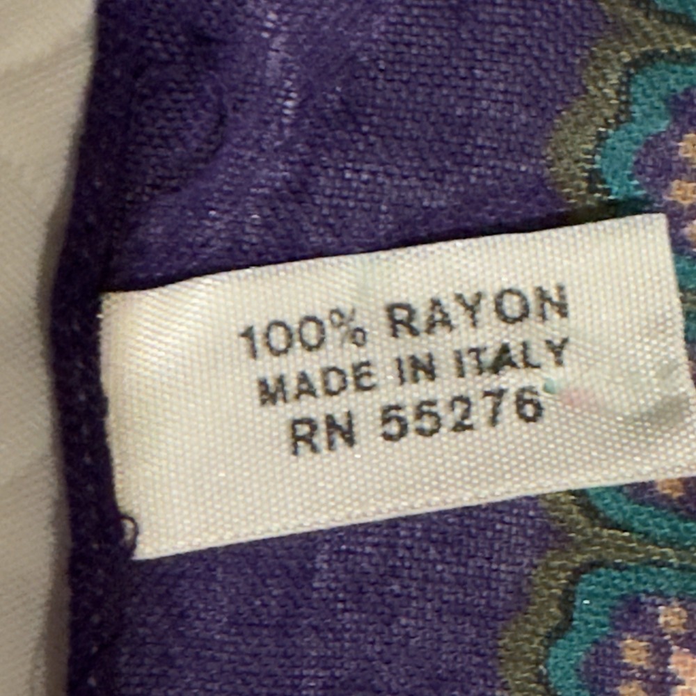 Axcess 90s Rayon Square Scarf Dark Purple Floral Roses Paisley Italy 30" Vtg - Picture 6 of 12